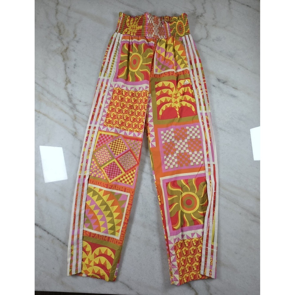 NEW Adidas x Farm Rio 3 Stripe Track Wide Leg Active Pants Geometric Women XS